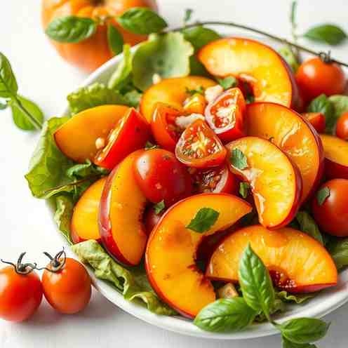 Summer Salad Recipe - Peaches, Tomatoes & Zesty Vinaigrette